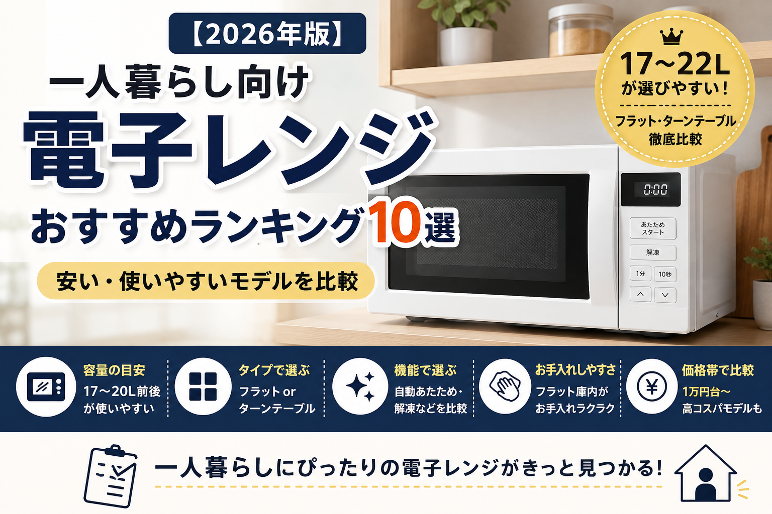 一人暮らしにおすすめの電子レンジランキング10選【2026年版】